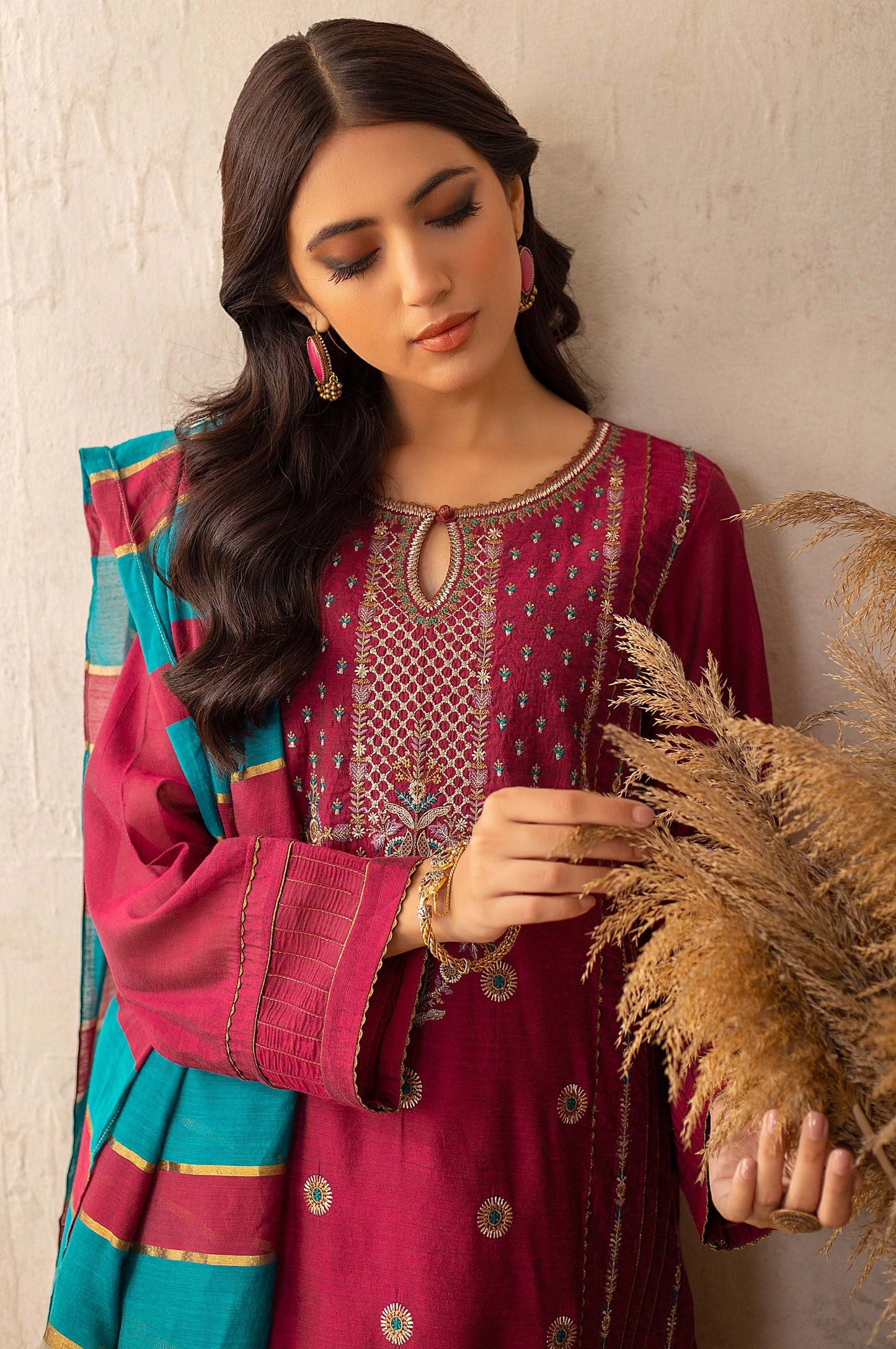 Stitched 2 Piece Plain Staple Embroidered Suit