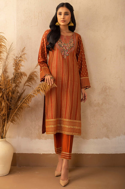 Stitched 2 Piece Cotton Silk Embroidered Suit