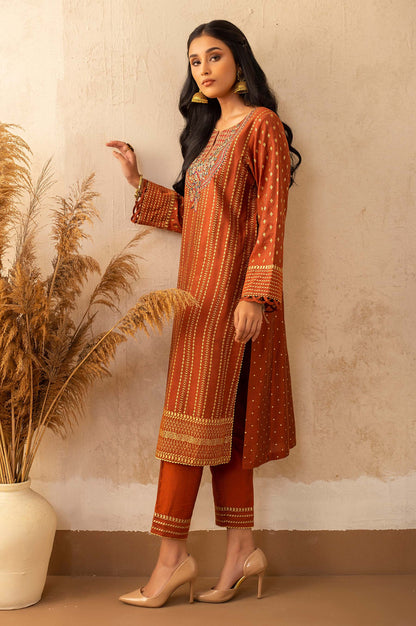 Stitched 2 Piece Cotton Silk Embroidered Suit