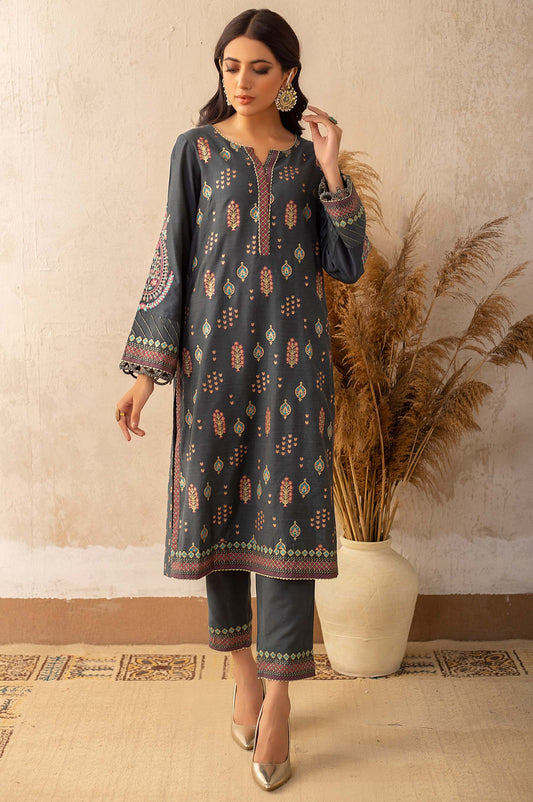 Stitched 2 Piece Cotton Silk Embroidered Suit