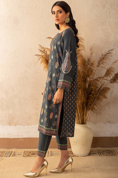 Stitched 2 Piece Cotton Silk Embroidered Suit