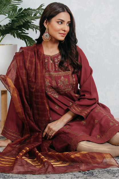 Stitched 2 Piece Raw Silk Embroidered Suit