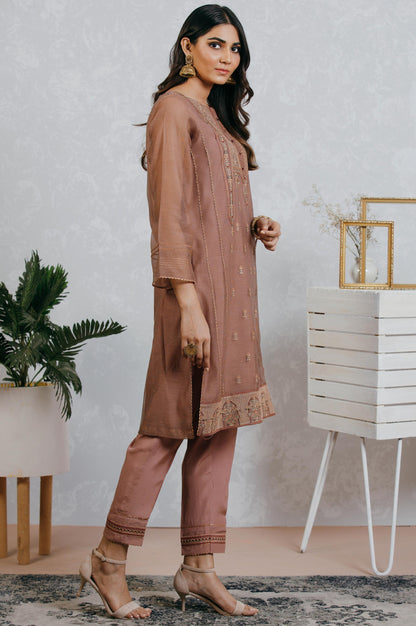 Stitched 2 Piece Cotton net Embroidered Suit