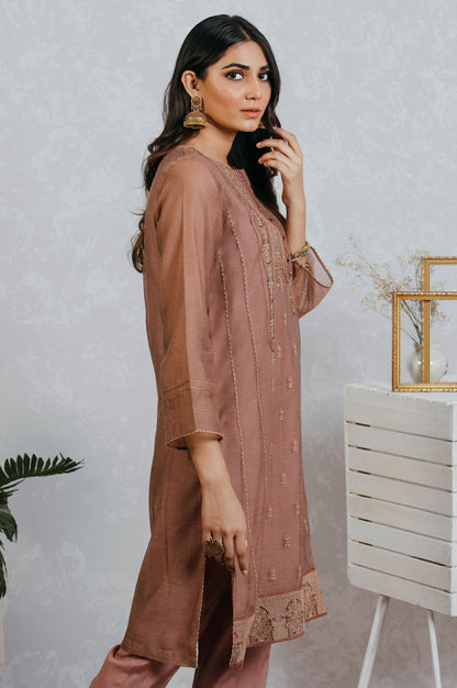 Stitched 2 Piece Cotton net Embroidered Suit