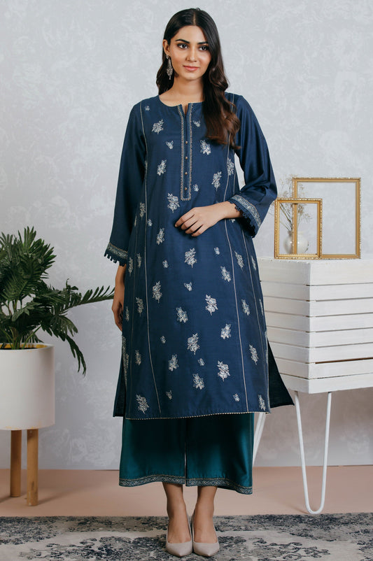 Stitched 2 Piece Cotton silk Embroidered Suit