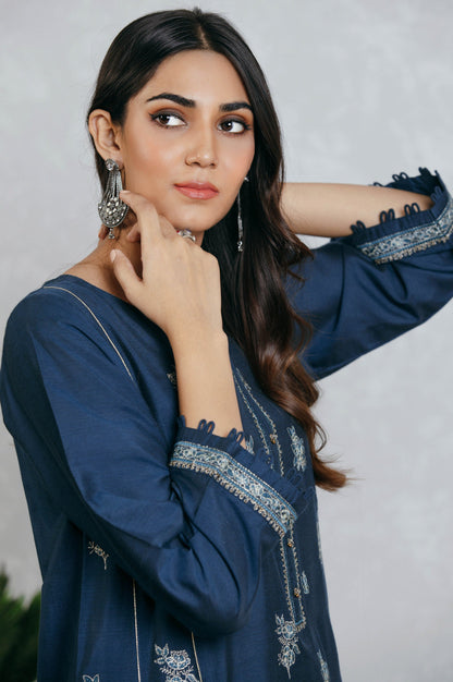 Stitched 2 Piece Cotton silk Embroidered Suit