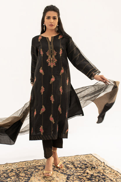 Stitched 2 Piece Embroidered Organza Outfit