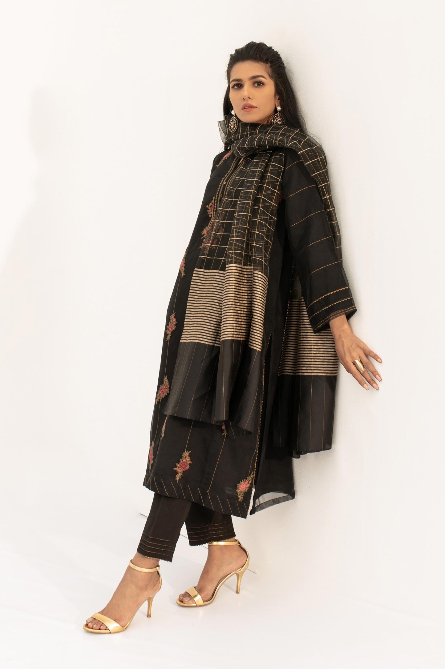 Stitched 2 Piece Embroidered Organza Outfit