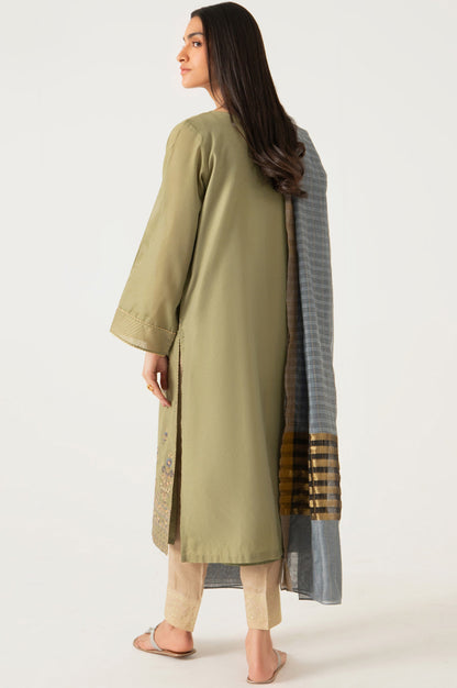 Stitched 2 Piece Cotton Net Embroidered Suit