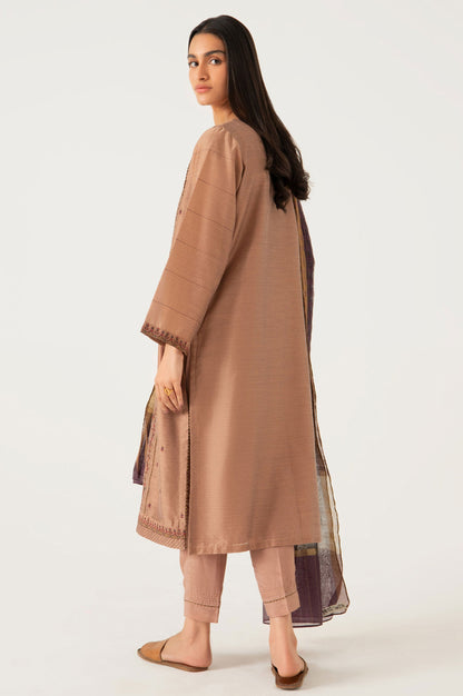 Stitched 2 Piece Cotton Net Embroidered Suit