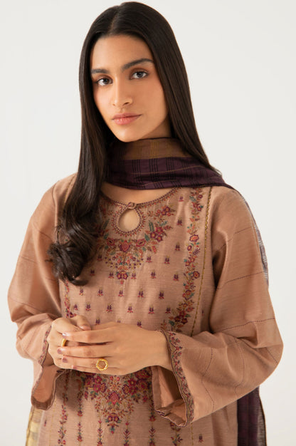 Stitched 2 Piece Cotton Net Embroidered Suit