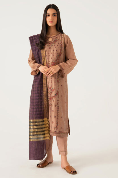 Stitched 2 Piece Cotton Net Embroidered Suit