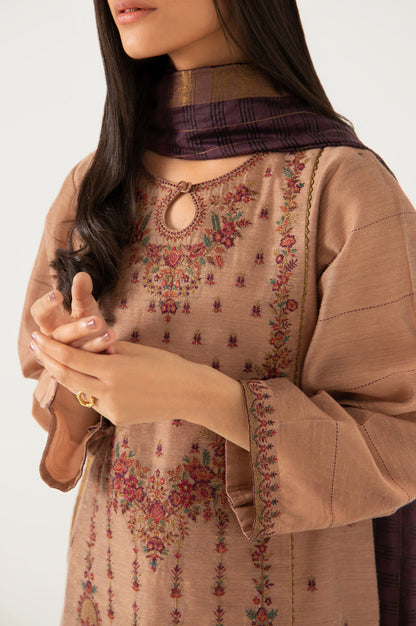 Stitched 2 Piece Cotton Net Embroidered Suit