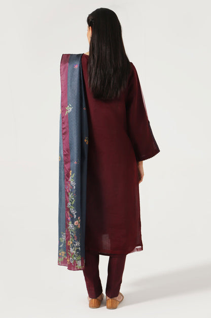 Stitched 2 Piece Cotton Net Embroidered Shirt