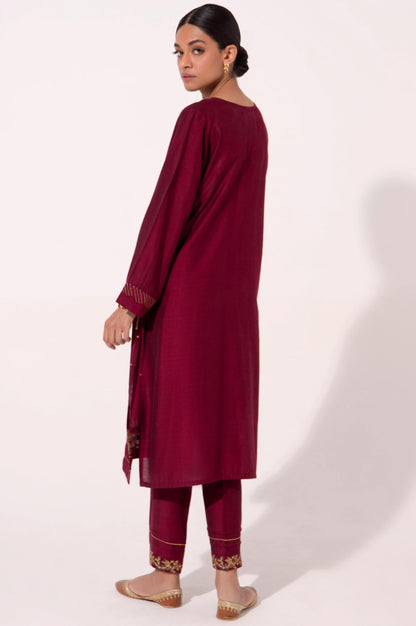 Stitched 2 Piece Cotton Silk Embroidered Suit