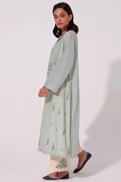 Stitched 2 Piece Embroidered Cotton Silk Suit