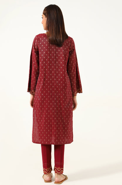 Stitched 2 Piece Cotton Jacquard Embroidered Suit