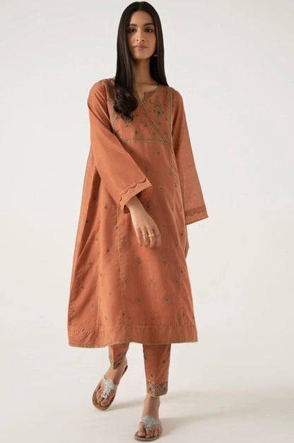 Stitched 2 Piece Cotton net Embroidered Suit