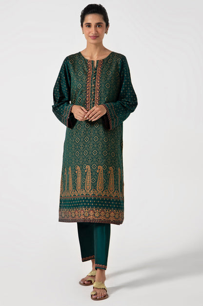 Stitched 2 Piece Zari Cotton Silk Embroidered Suit.