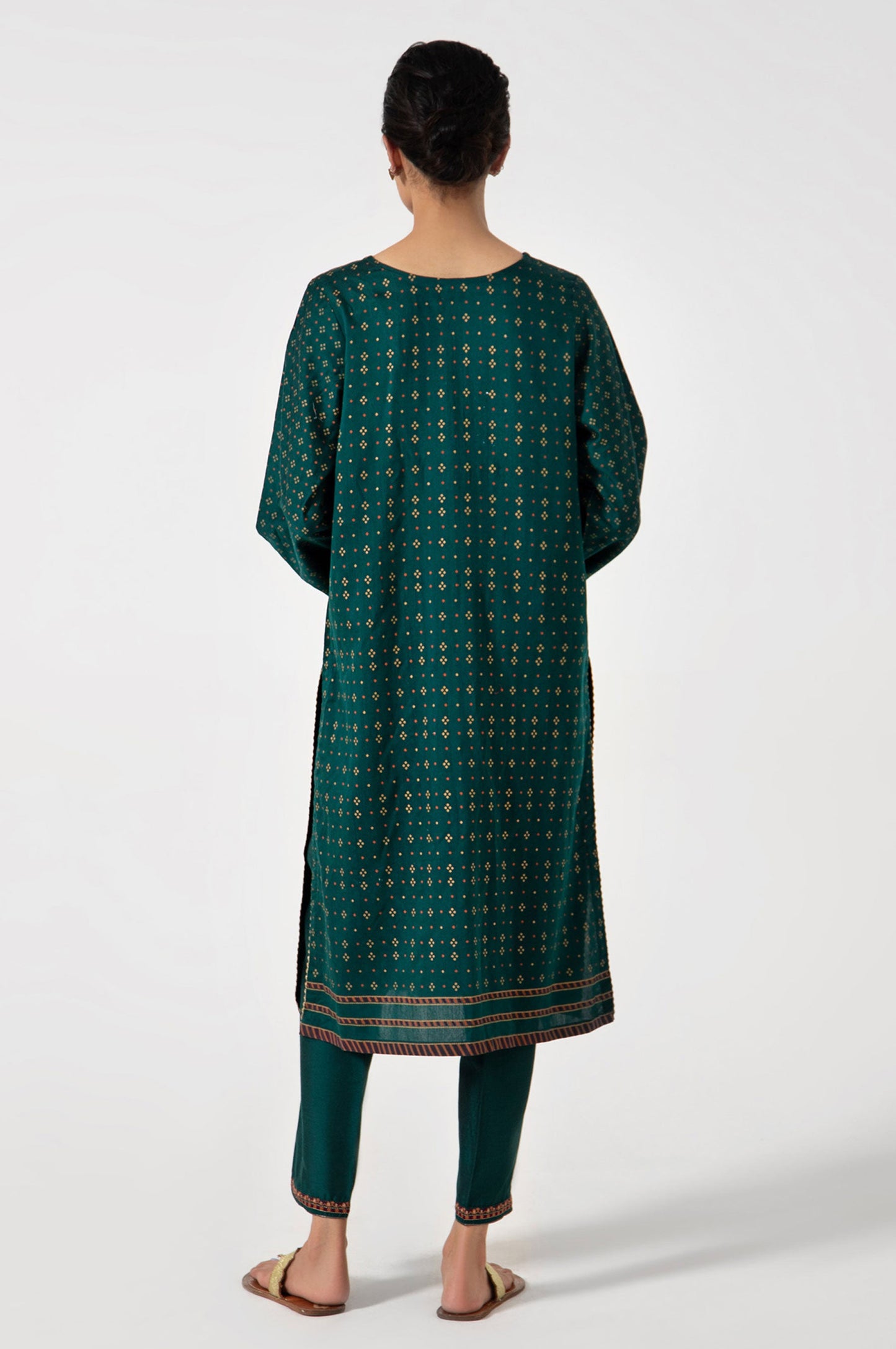 Stitched 2 Piece Zari Cotton Silk Embroidered Suit.