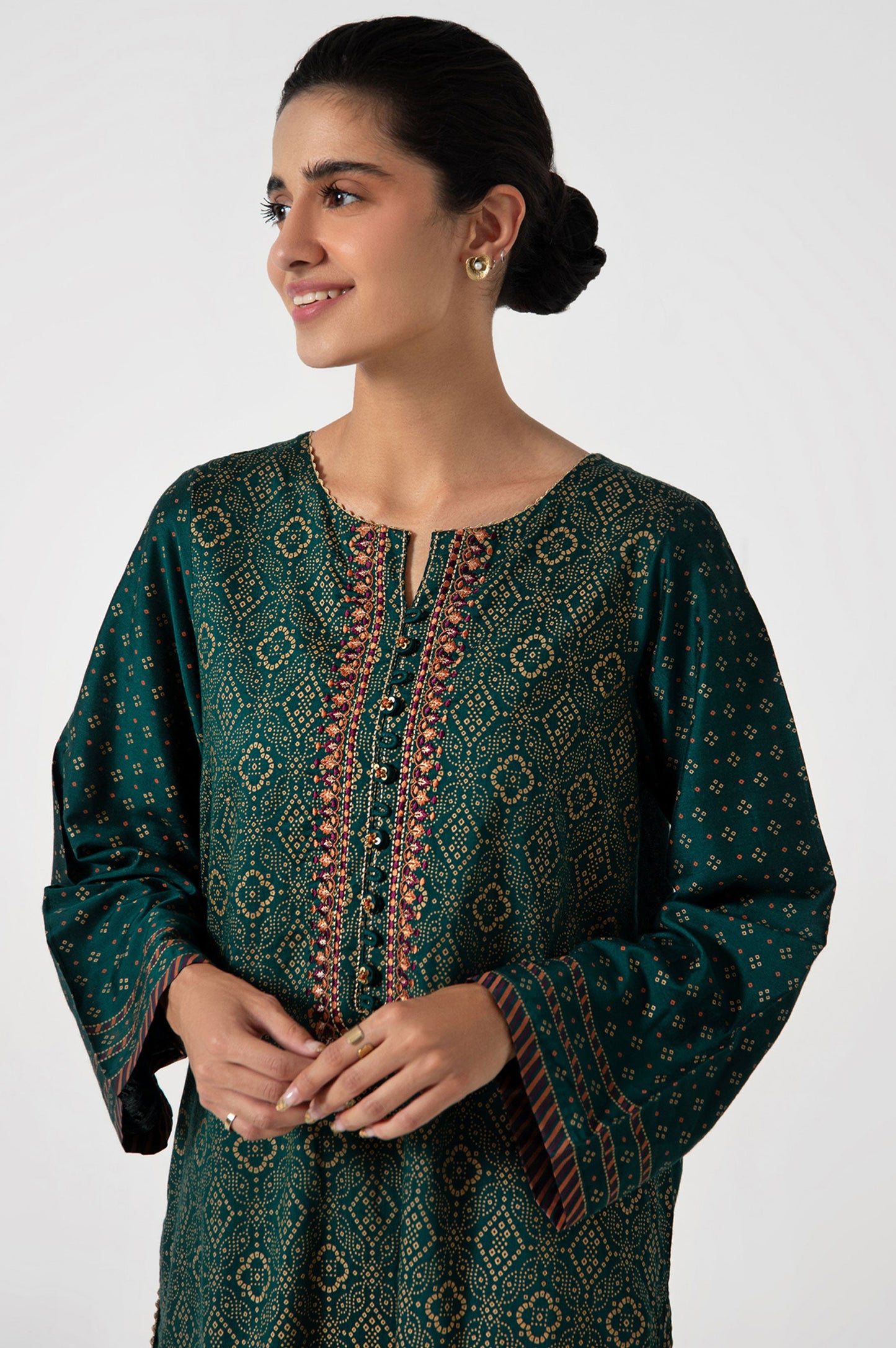 Stitched 2 Piece Zari Cotton Silk Embroidered Suit.