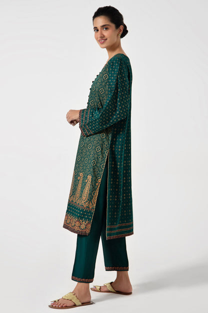 Stitched 2 Piece Zari Cotton Silk Embroidered Suit.