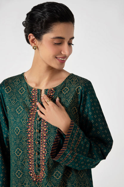 Stitched 2 Piece Zari Cotton Silk Embroidered Suit.