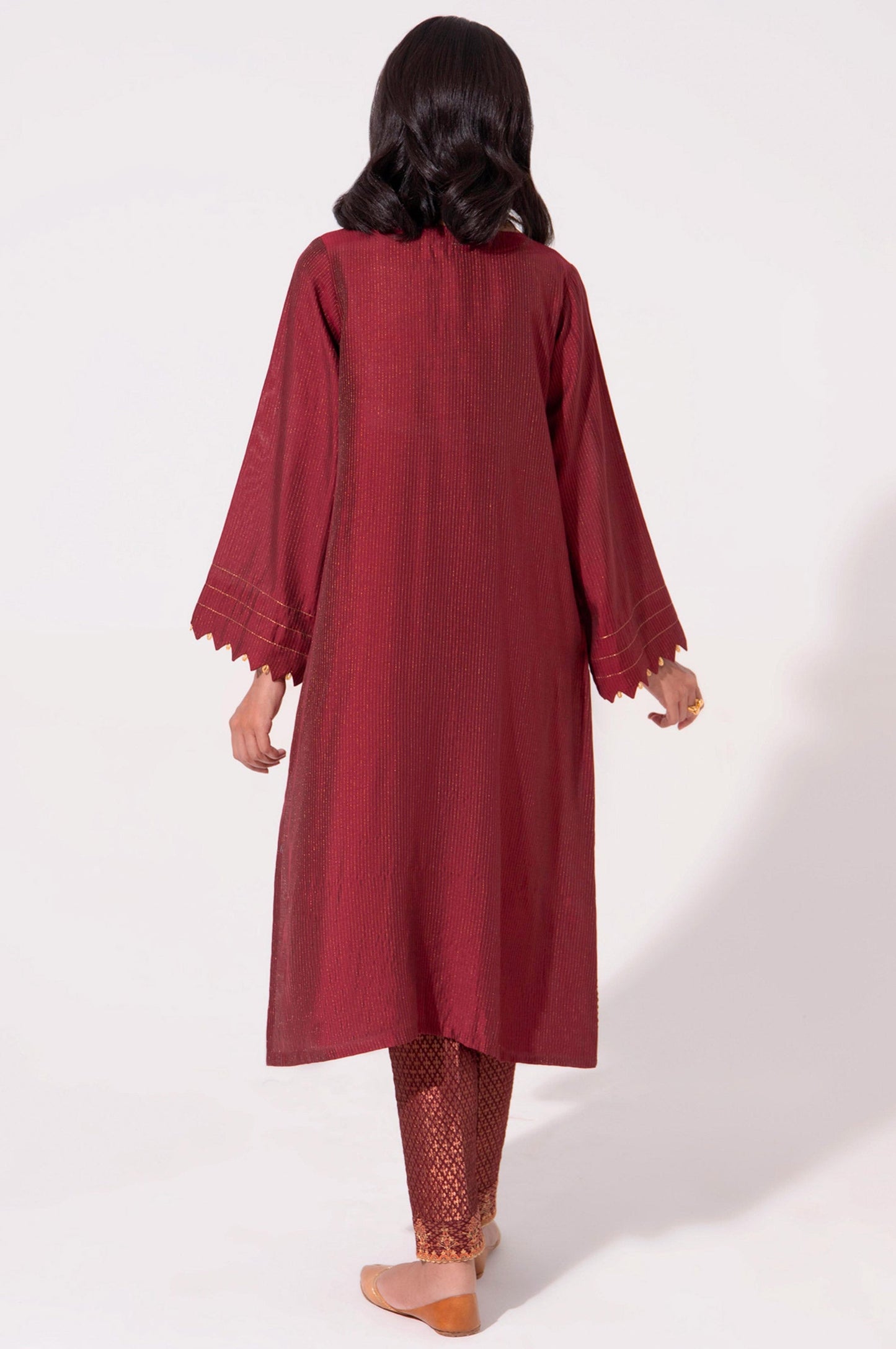 Stitched 2 Piece Cotton Silk Embroidered Suit.