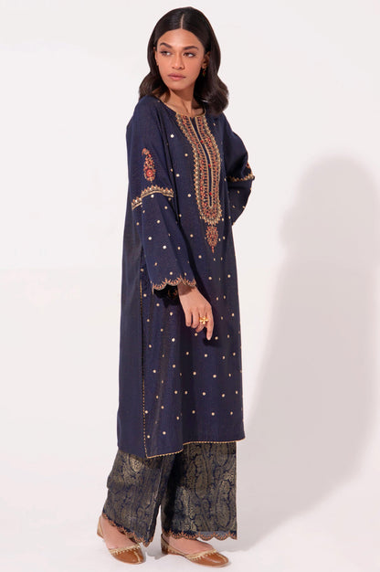 Stitched 2 Piece Zari Cotton Silk Embroidered Suit.