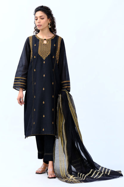 Stitched 2 Piece Cotton Net Embroidered Suit