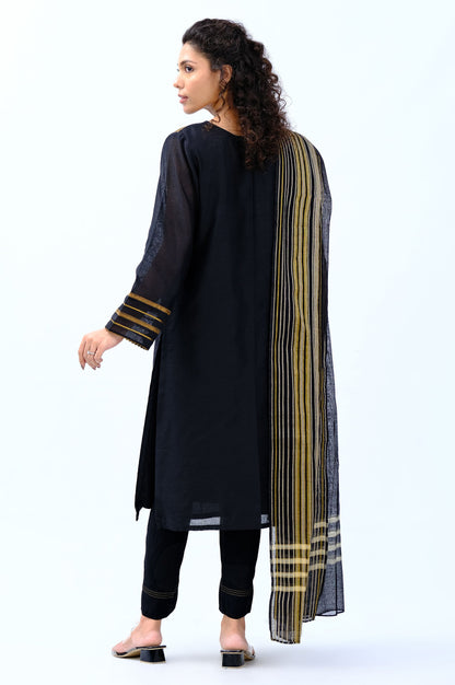 Stitched 2 Piece Cotton Net Embroidered Suit