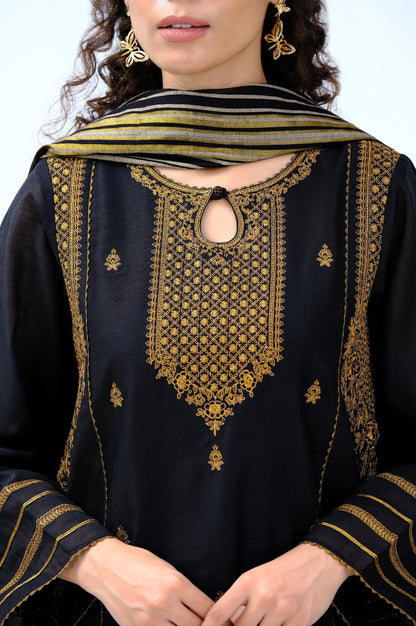 Stitched 2 Piece Cotton Net Embroidered Suit