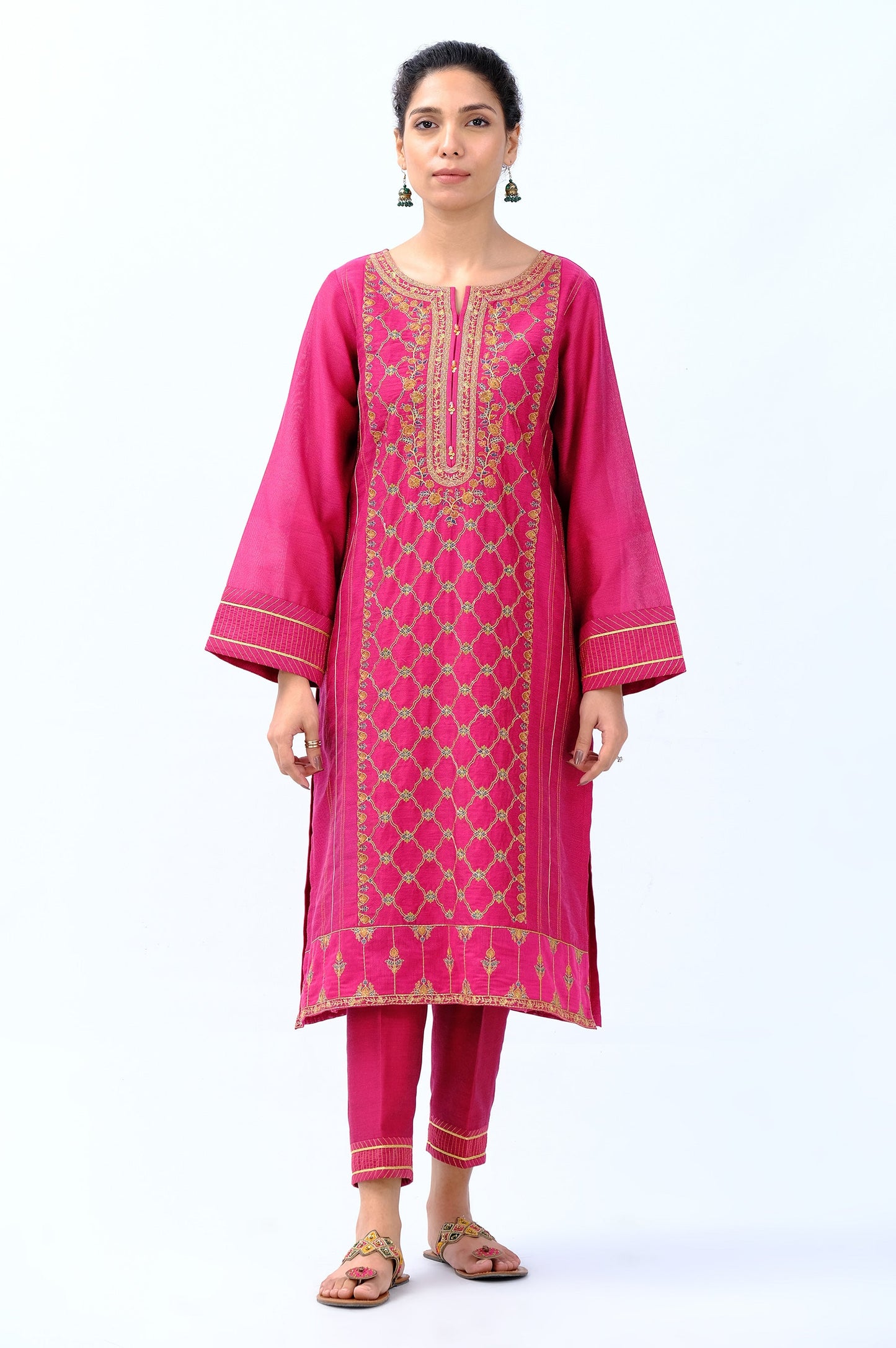 Stitched 2 Piece Cotton Net Embroidered Outfit