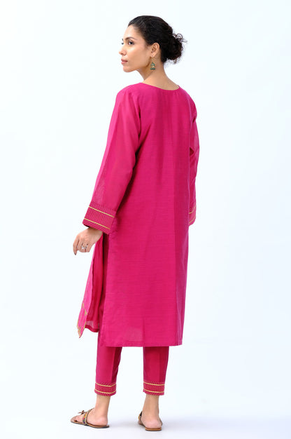 Stitched 2 Piece Cotton Net Embroidered Outfit