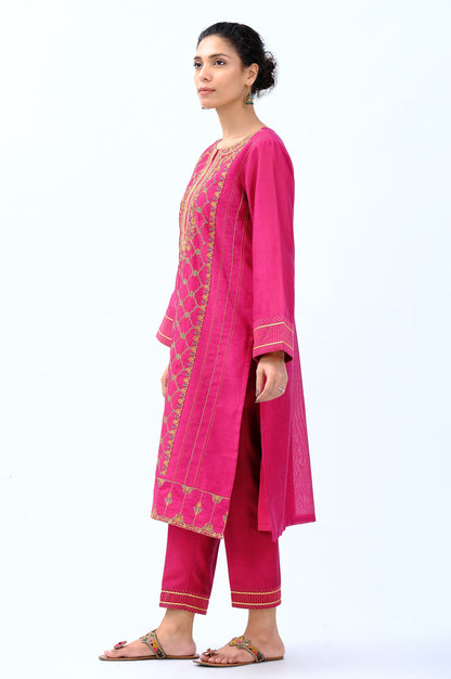 Stitched 2 Piece Cotton Net Embroidered Outfit