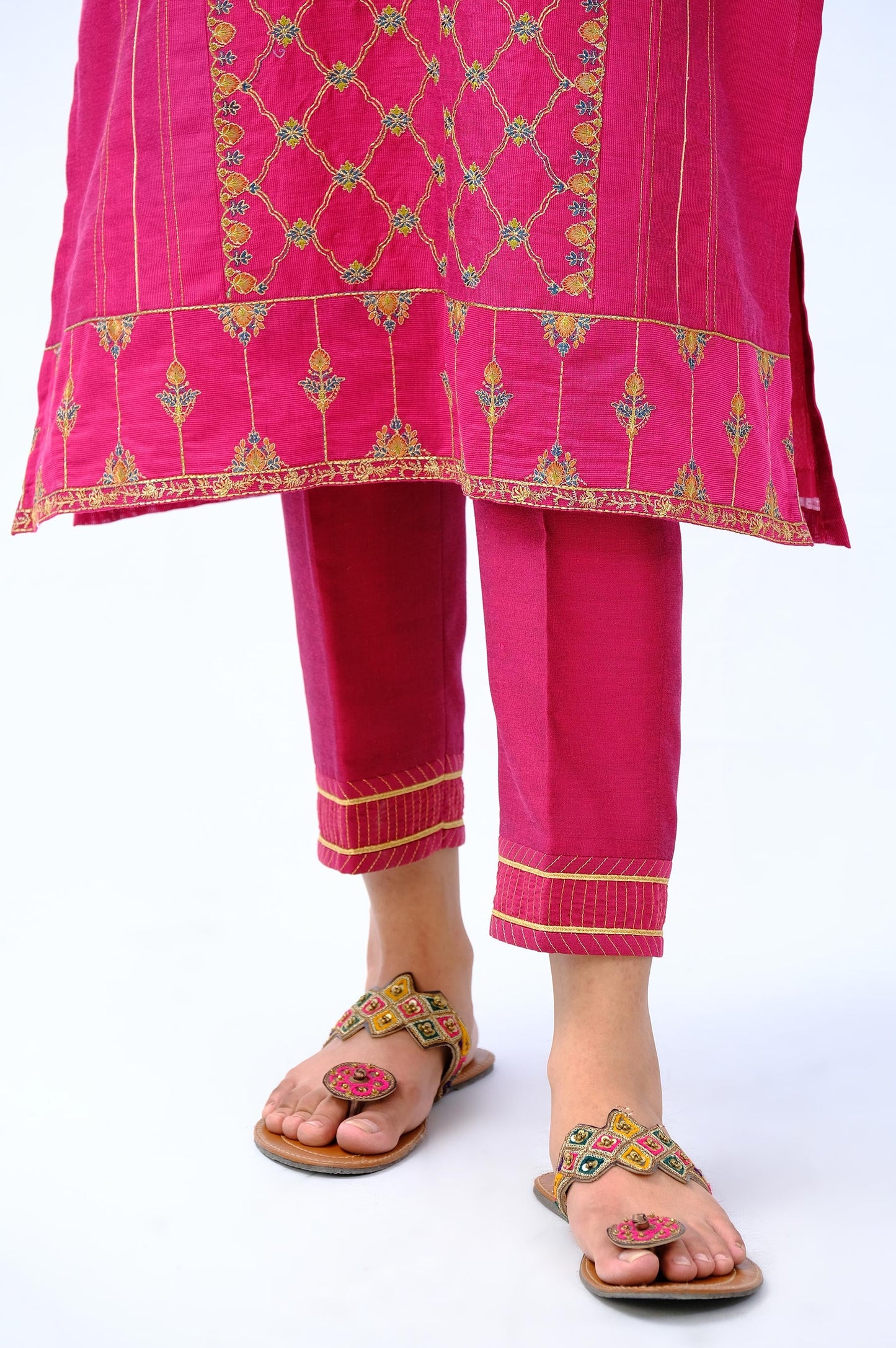 Stitched 2 Piece Cotton Net Embroidered Outfit