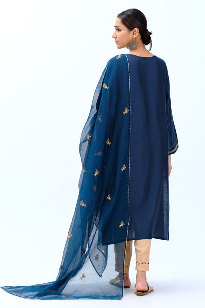 Stitched 2 Piece Cotton Net Embroidered Suit