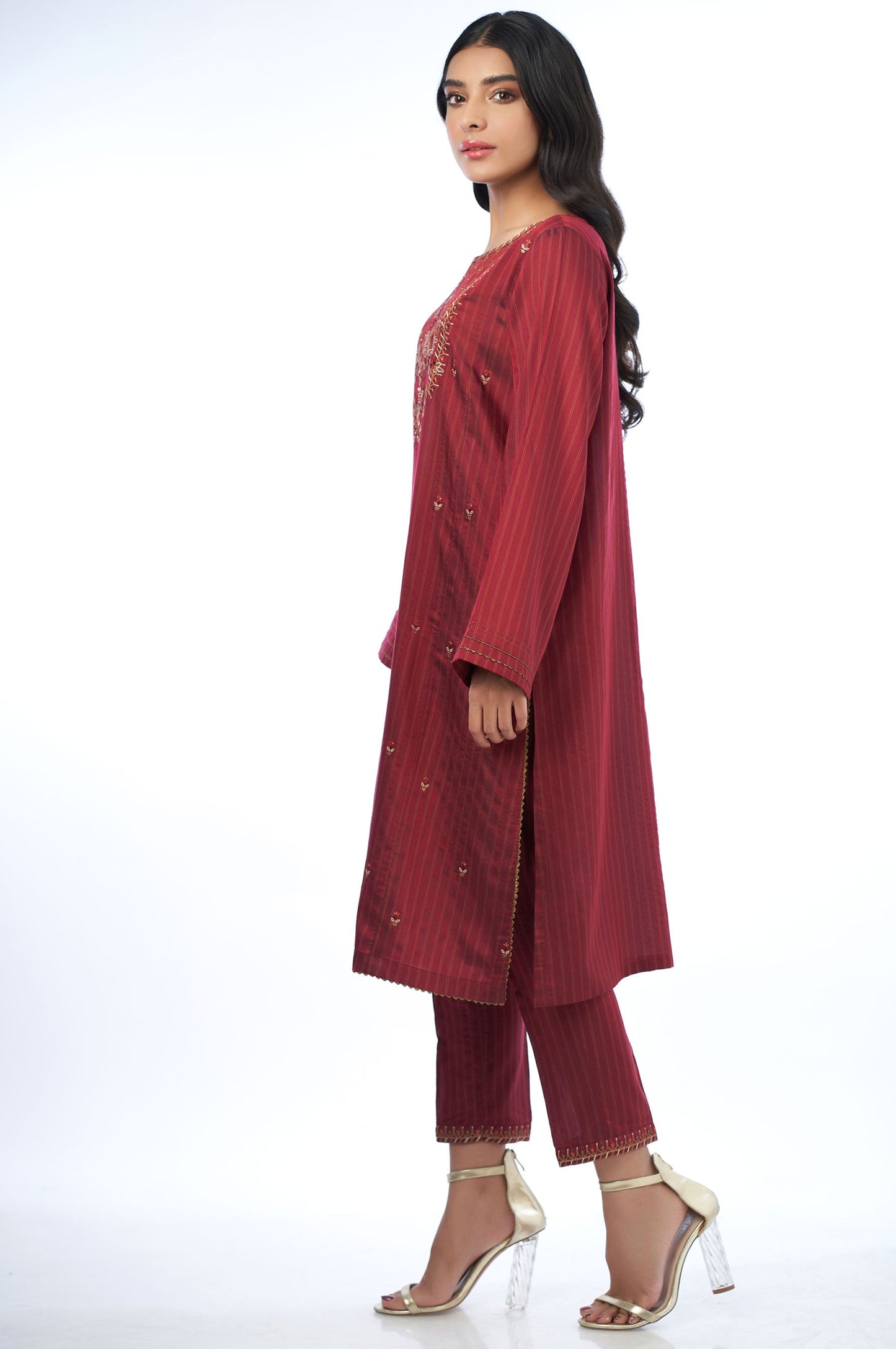 Stitched 2 Piece Cotton Silk Embroidered Outfit