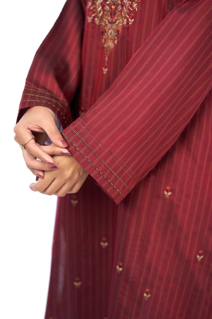 Stitched 2 Piece Cotton Silk Embroidered Outfit