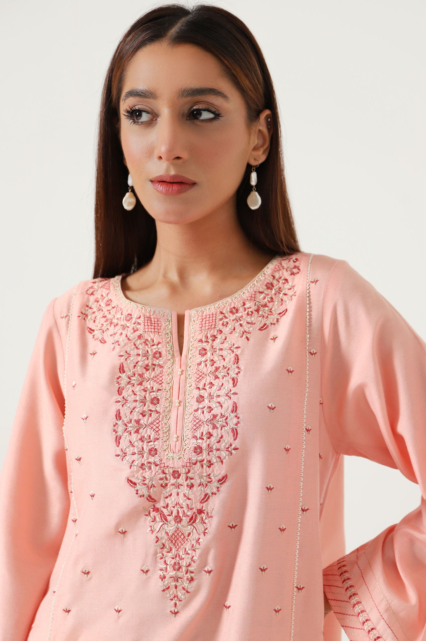 Stitched 2 Piece Cotton Silk Embroidered Outift