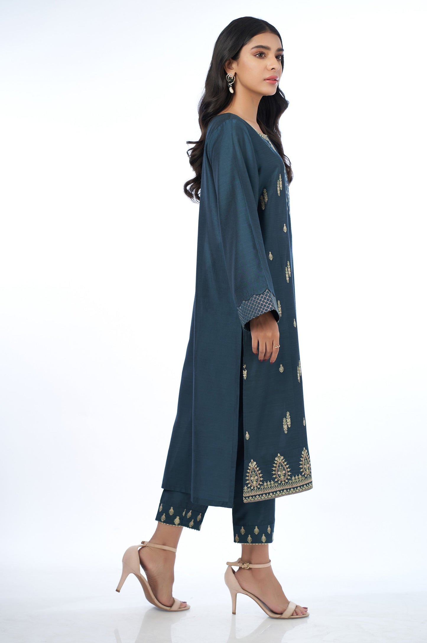 Stitched 2 Piece Cotton Silk Embroidered Outfit