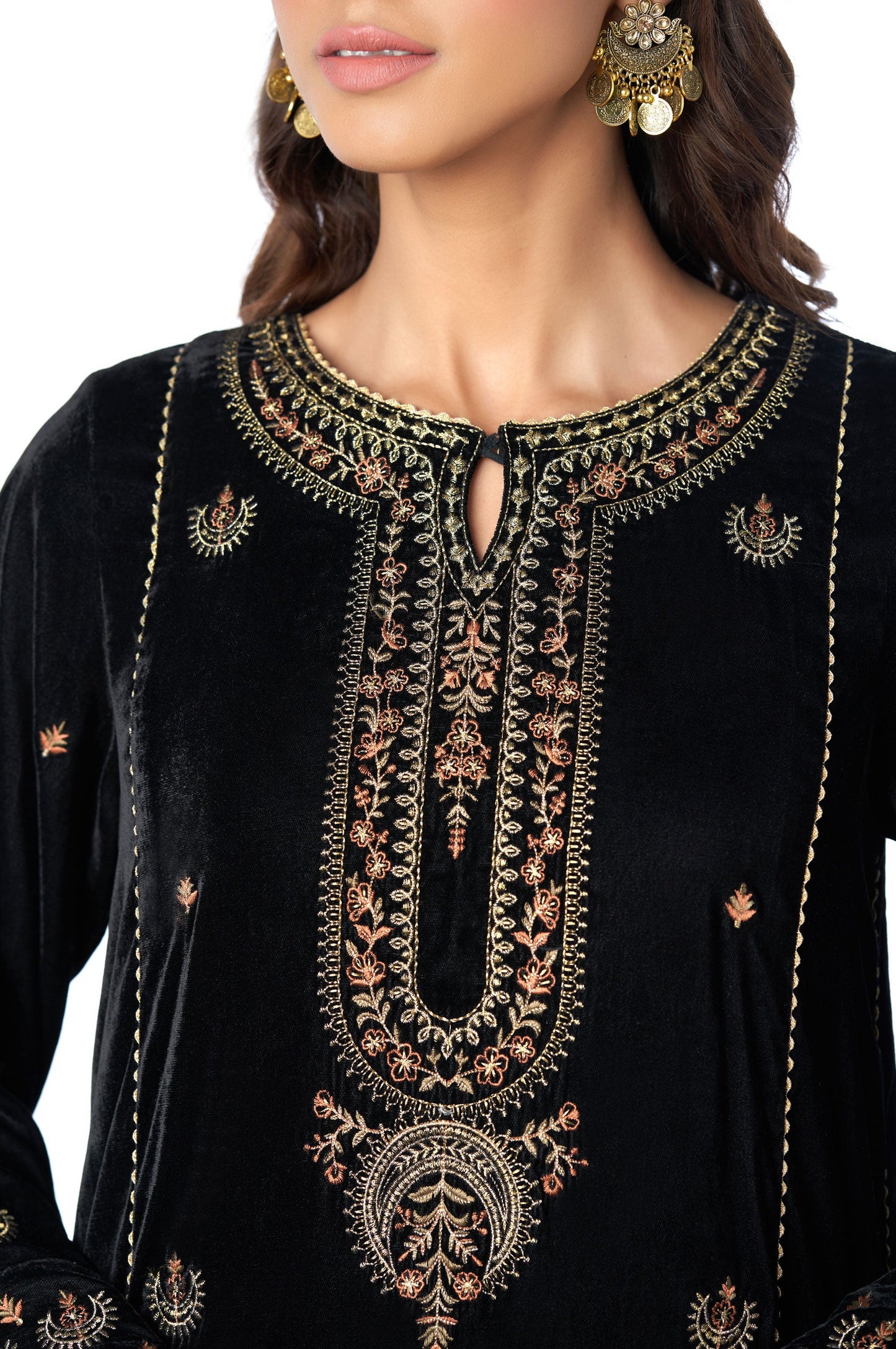 Stitched 2 Piece Velvet Embroidered Suit