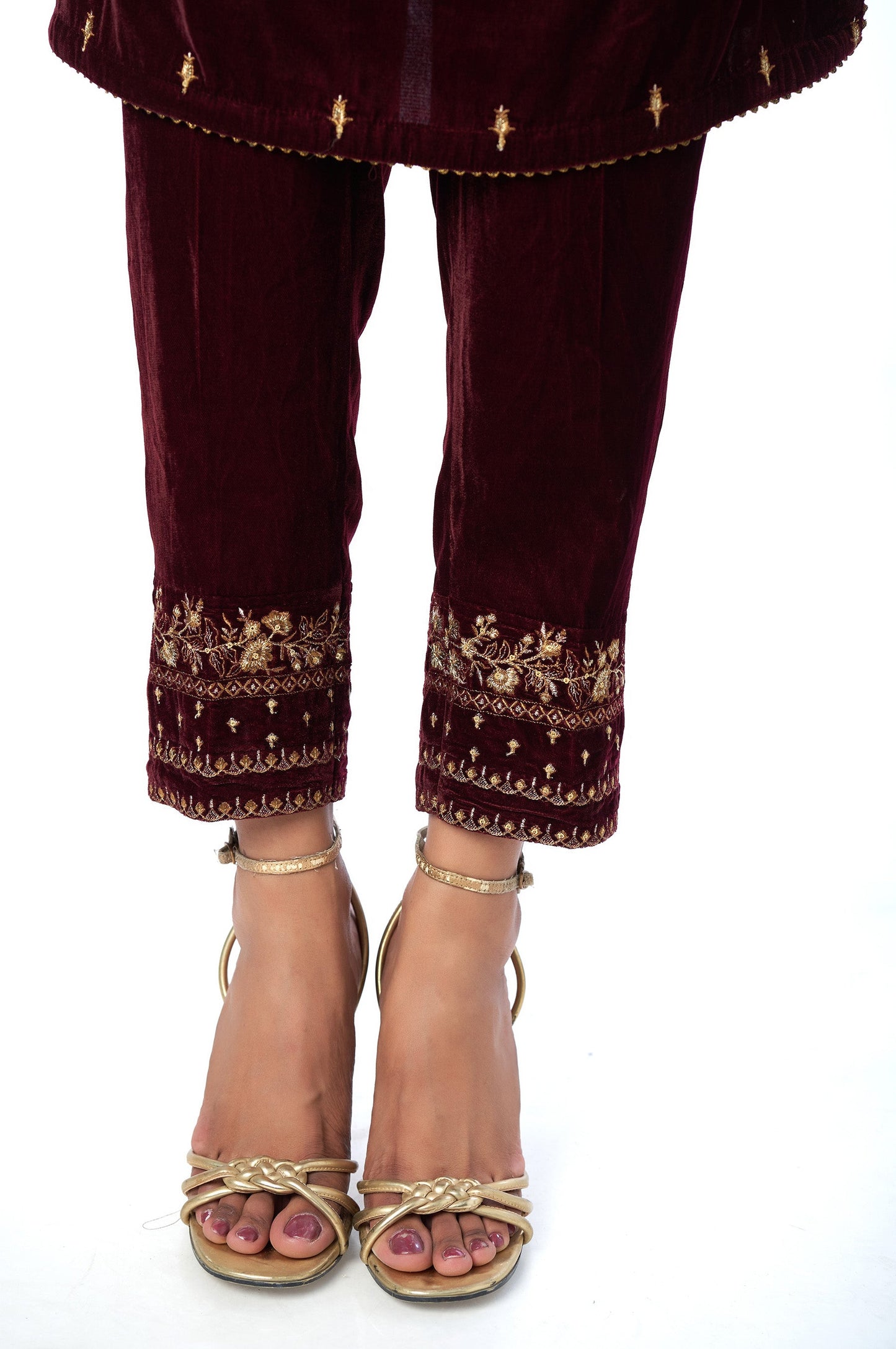 Stitched 2 Piece Velvet Embroidered Suit