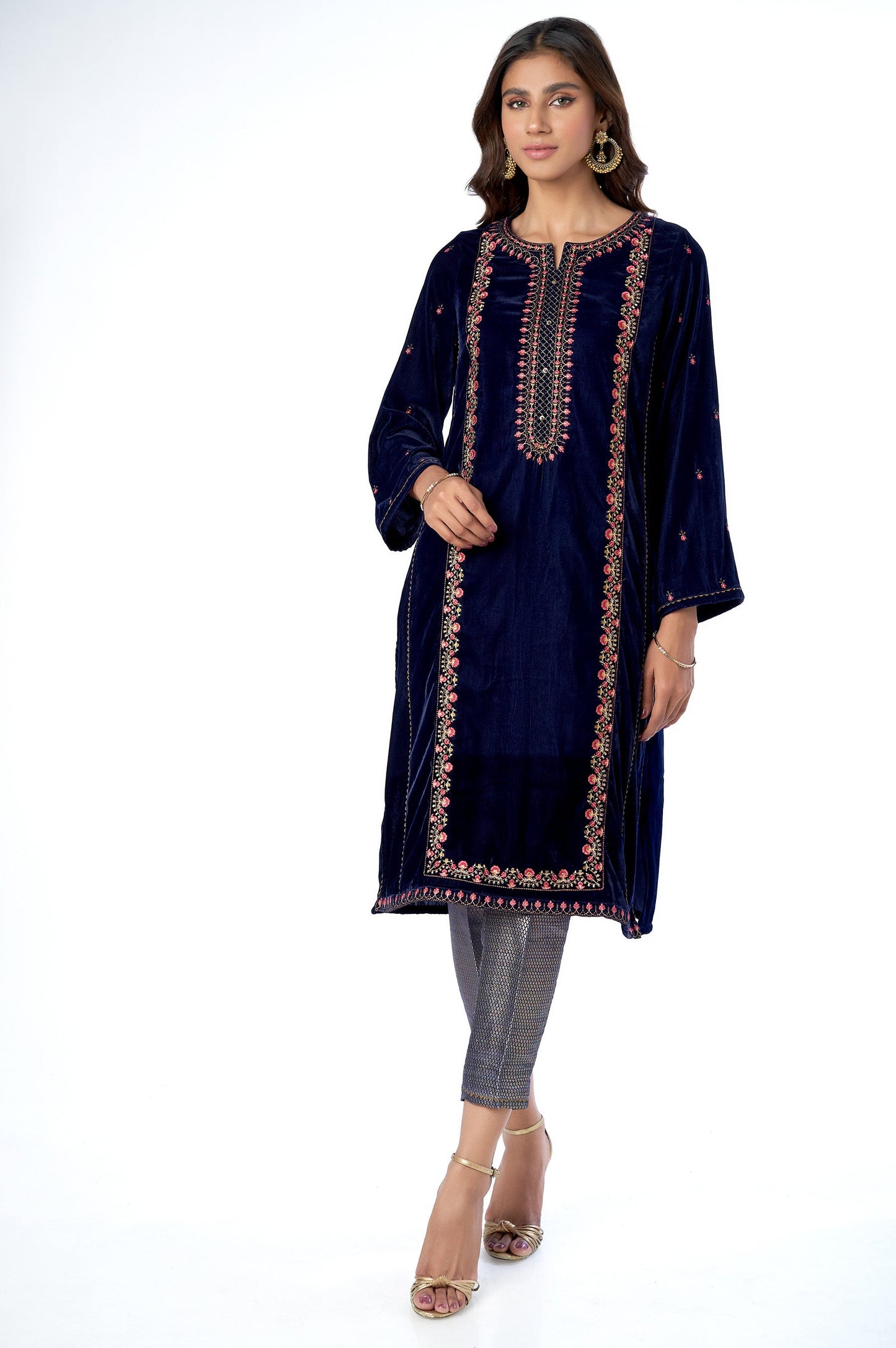 Stitched 2 Piece Velvet Embroidered Suit