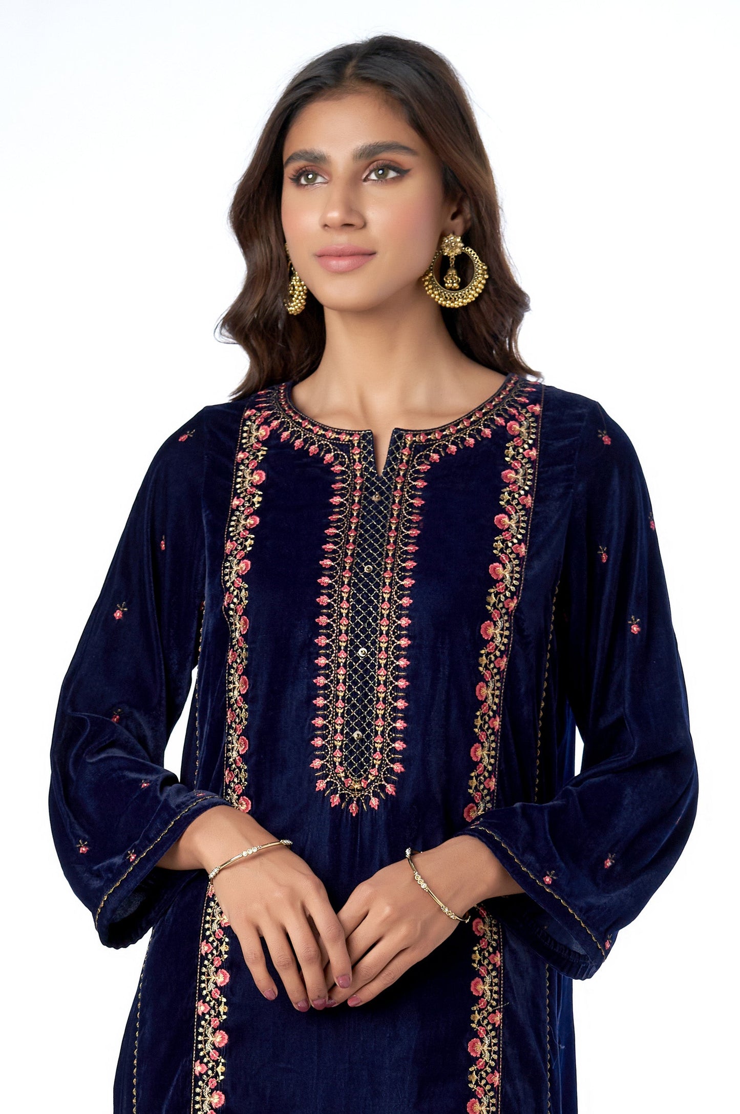 Stitched 2 Piece Velvet Embroidered Suit
