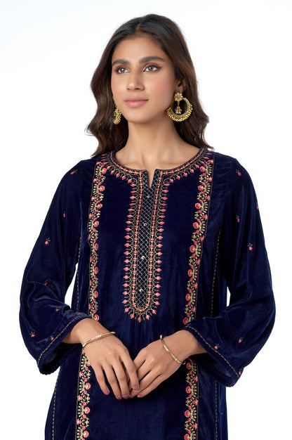 Stitched 2 Piece Velvet Embroidered Suit