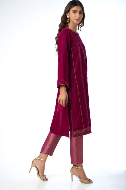 Stitched 2 Piece Velvet Embroidered Suit