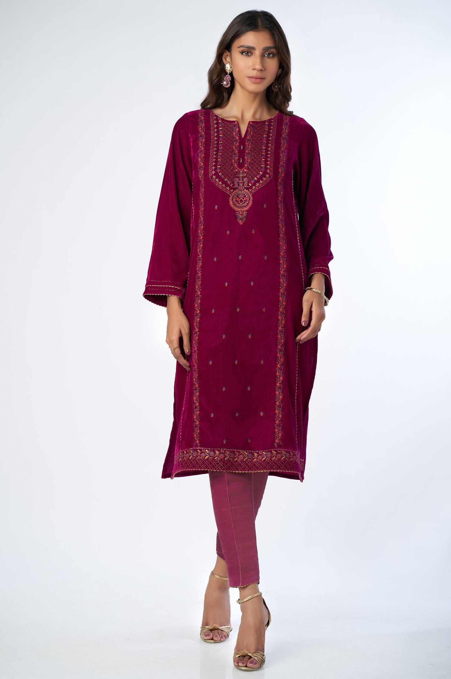 Stitched 2 Piece Velvet Embroidered Suit