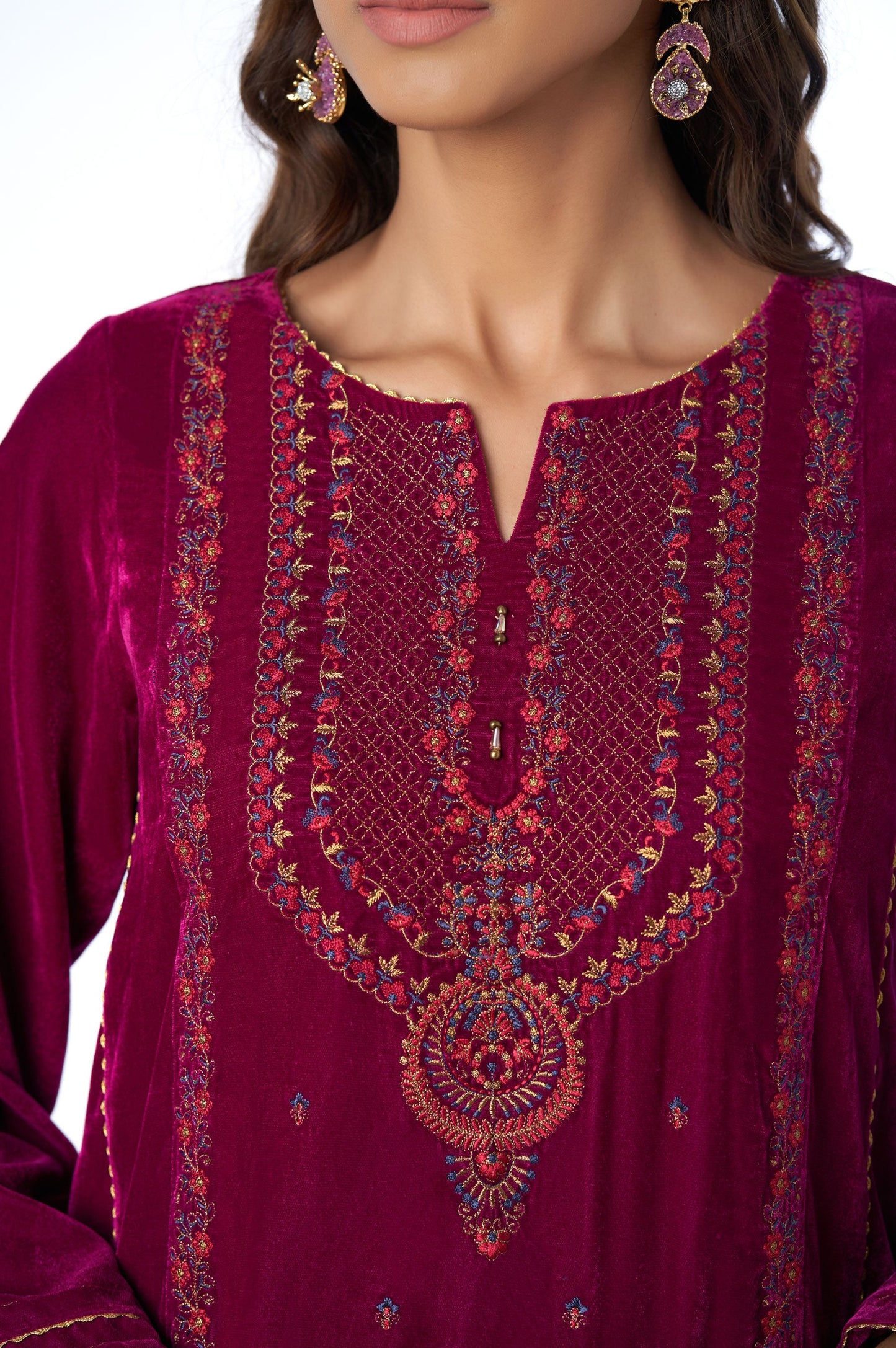 Stitched 2 Piece Velvet Embroidered Suit