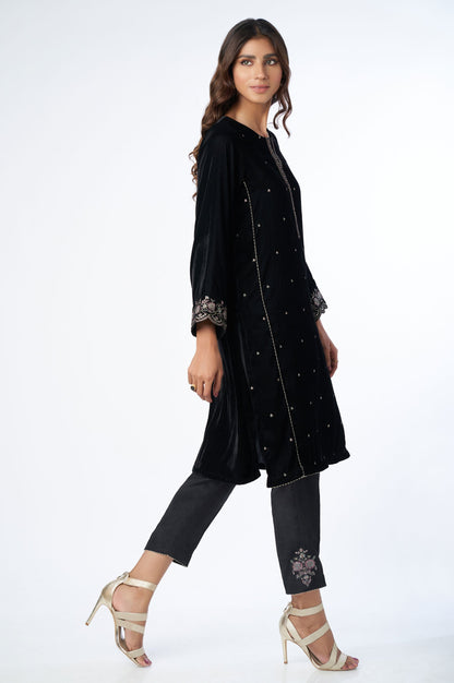 Stitched 2 Piece Velvet Embroidered Suit